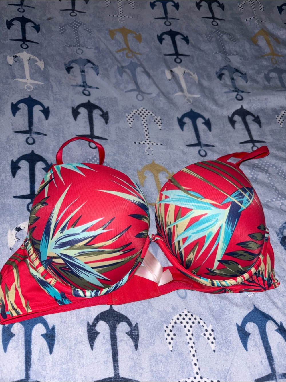 Victoria's Secret Red Tropical Print Push-Up Bra